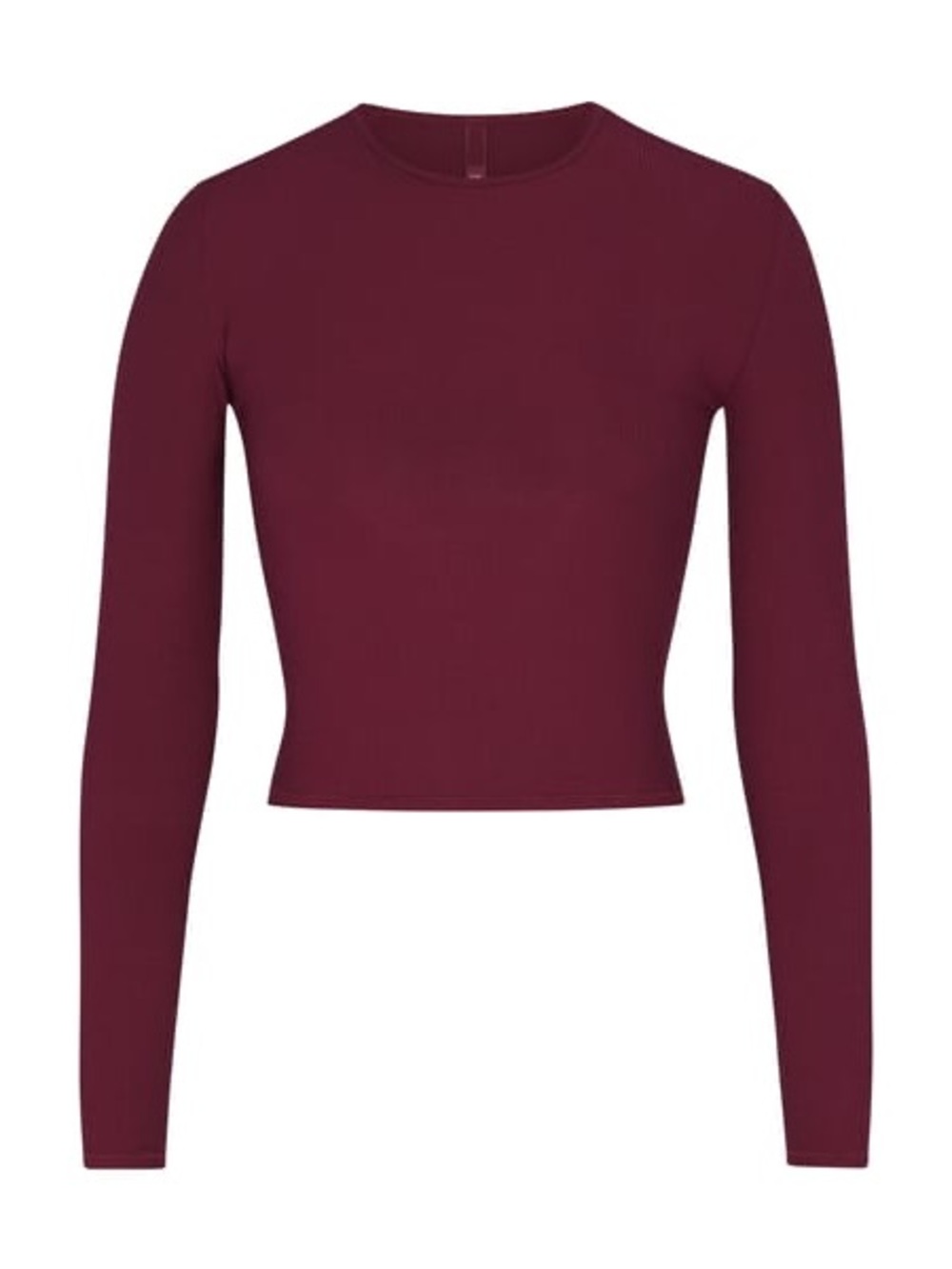 SKIMS Long Sleeve Crewneck Crop Top - Wine